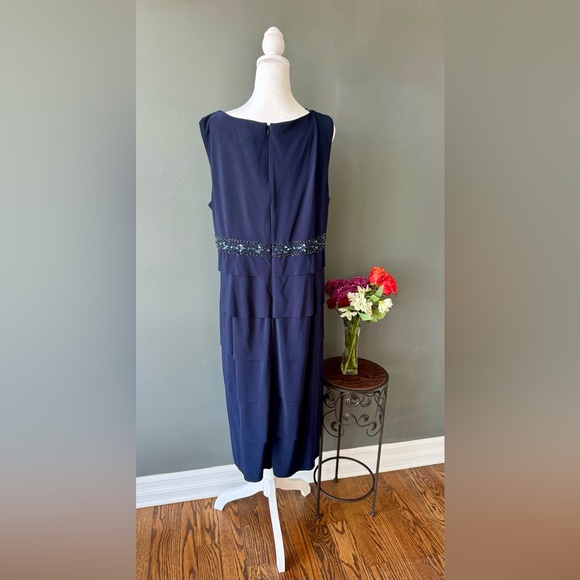 Alex Evenings formal short navy dress with jacket and beaded trim, size 22W - Picture 6 of 7